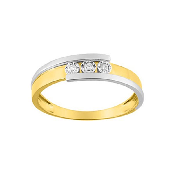 Bague diamant 0.045 Or Jaune 375 rhodiée