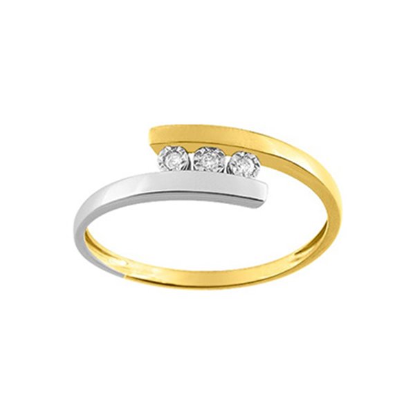 Bague diamant 0.03 Or Jaune 375 rhodiée