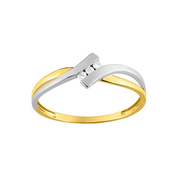 Bague diamant 0.039 Or Jaune 375 rhodiée