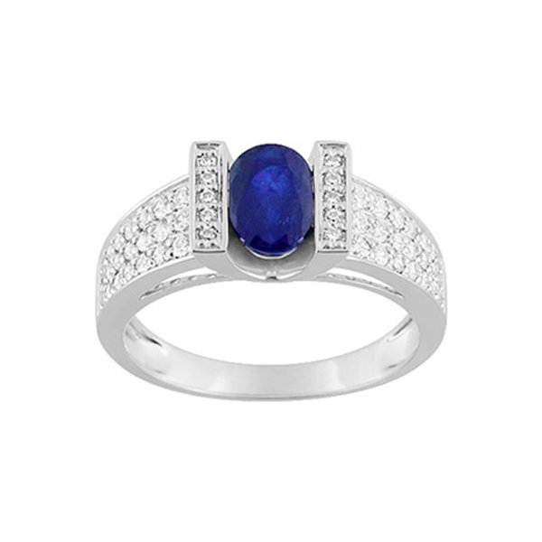 Bague saphir trilogie 0.95c oxyde(s) de zirconium Or Blanc 375