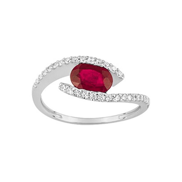 Bague rubis trilogie 1.31c oxyde(s) de zirconium Or Blanc 375