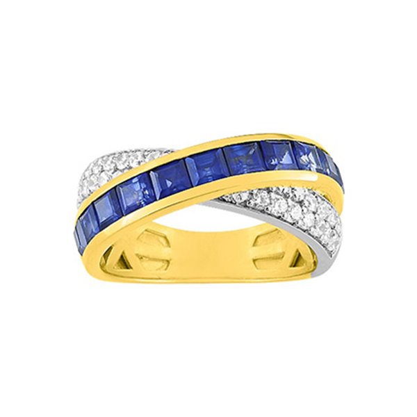 Bague saphir 2.67c oxyde(s) de zirconium 0.62c Or Jaune 375 rhodiée