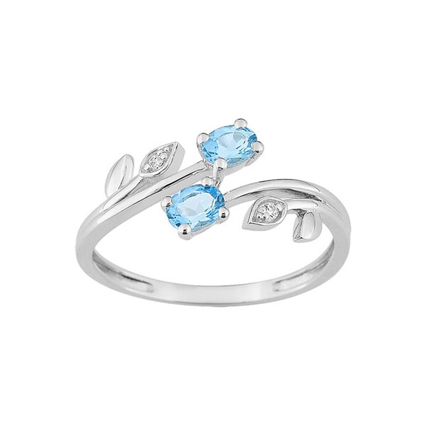 Bague topaze bleue traitée oxyde(s) de zirconium Or Blanc 375