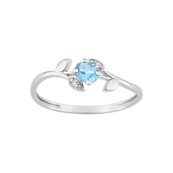 Bague topaze bleue traitée oxyde(s) de zirconium Or Blanc 375