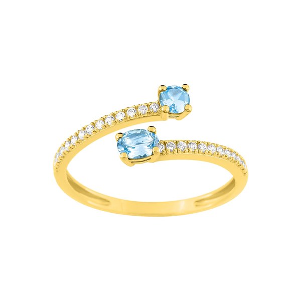 Bague topaze bleue traitée oxyde(s) de zirconium Or Jaune 375