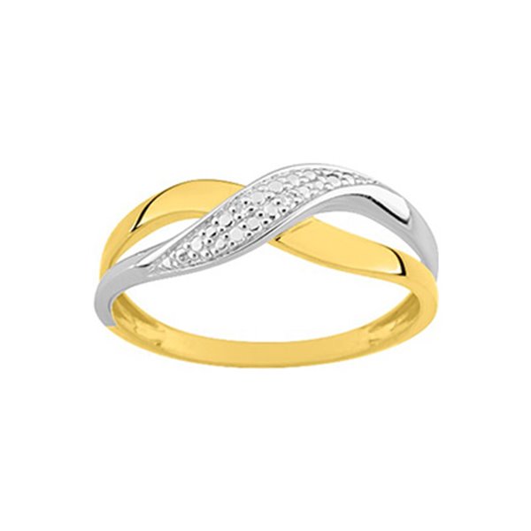 Bague diamant 0.01ct Or Jaune 375 rhodiée