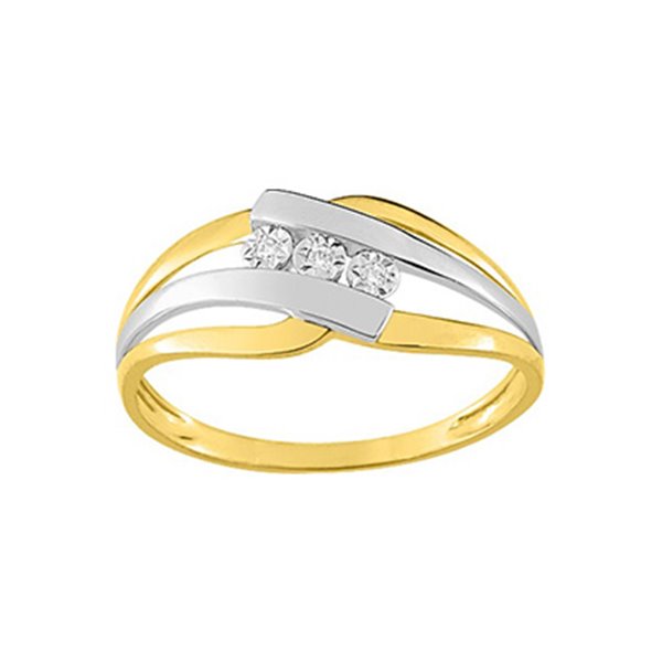 Bague diamant 0.018 Or Jaune 375 rhodiée