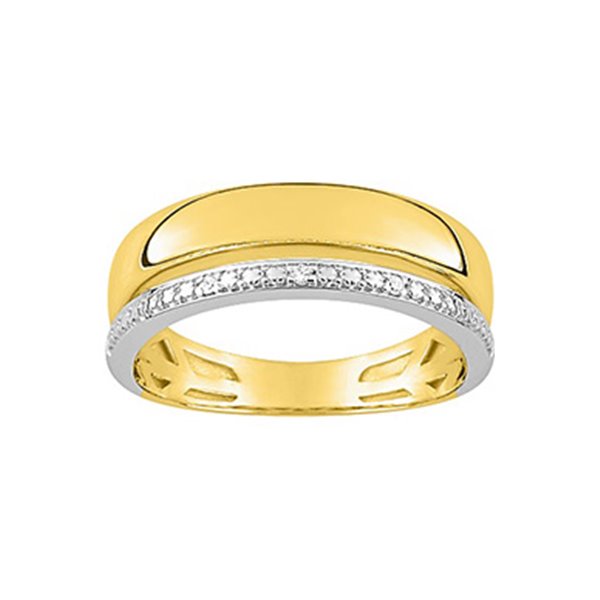 Bague diamant 0.015 Or Jaune 375 rhodiée