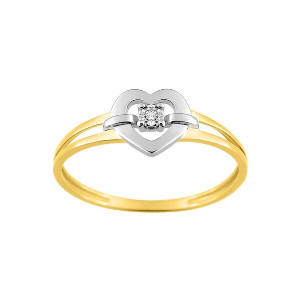 Bague diamant 0.01 Or Jaune 375 rhodiée