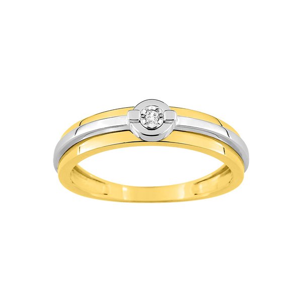 Bague diamant 0.015 Or Jaune 375 rhodiée