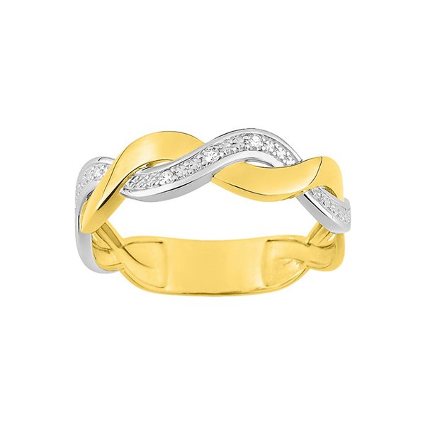 Bague diamant 0.024ct Or Jaune 375 rhodiée