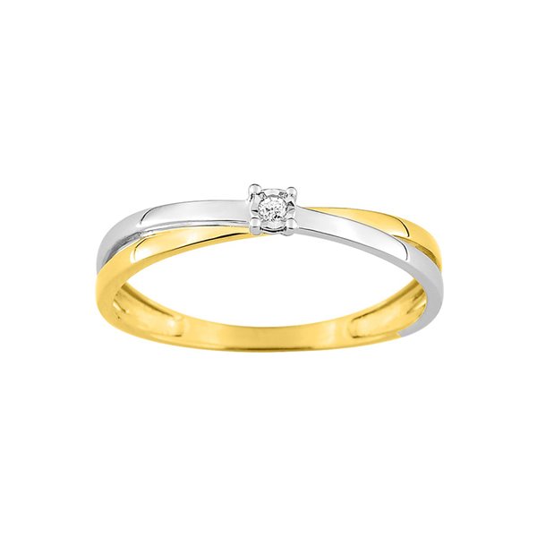 Bague diamant 0.015 Or Jaune 375 rhodiée