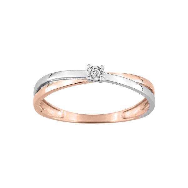 Bague diamant 0.015ct Or Rose et Blanc Or 375