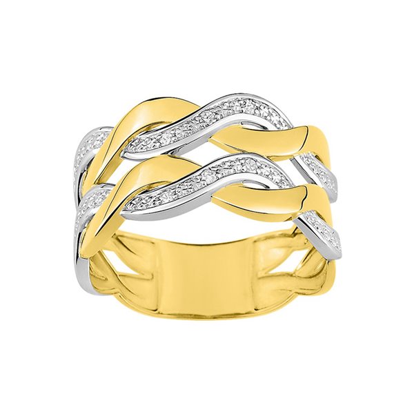 Bague diamant 0.048 Or Jaune 375 rhodiée