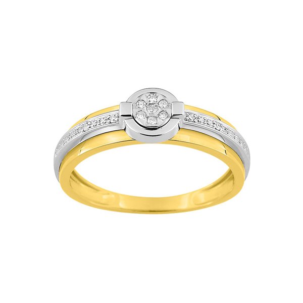 Bague diamant 0.041 Or Jaune 375 rhodiée