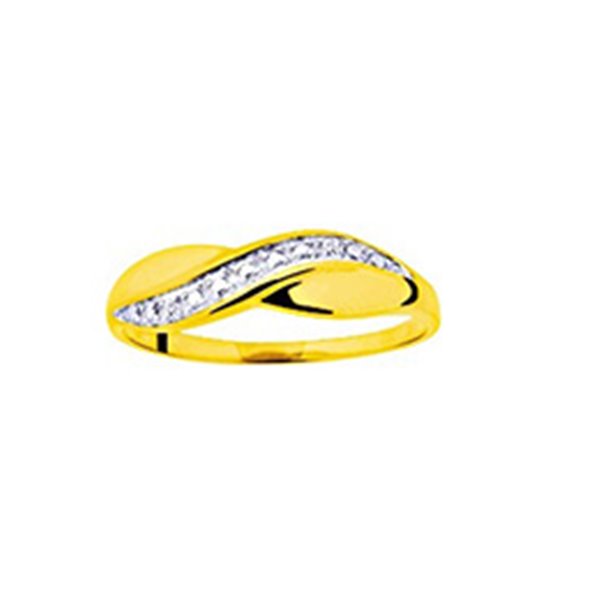 Bague diamant 0.01ct Or Jaune 375 rhodiée