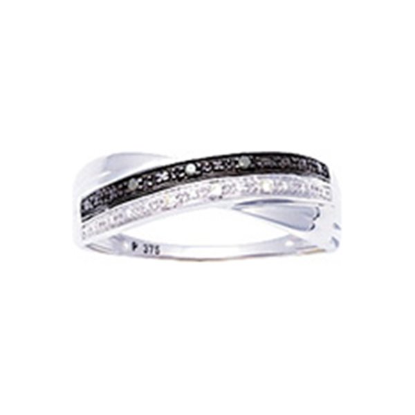 Bague Or 375 diamant blanc + noir 0.03ct