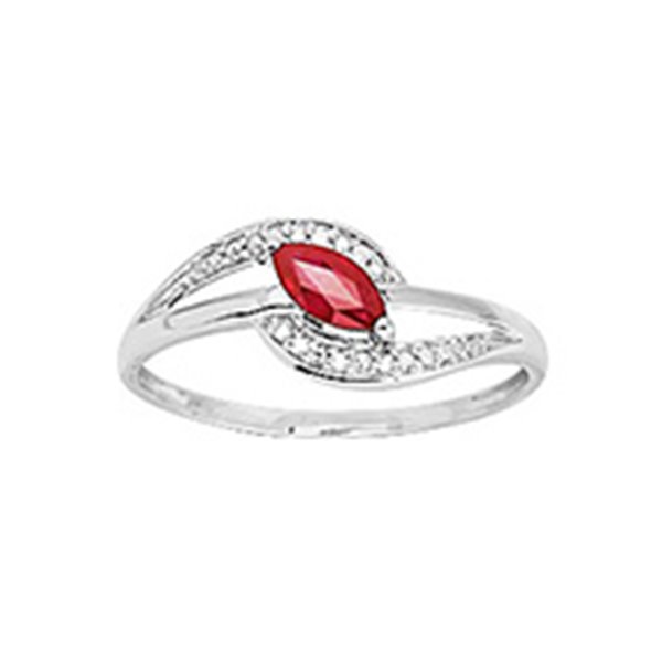 Bague diamant 0.02ct rubis Or Blanc 375