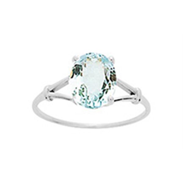 Bague Or Blanc 375 aigue-marine