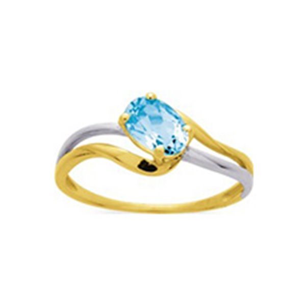 Bague topaze bleue traitée Or Jaune et Blanc Or 375