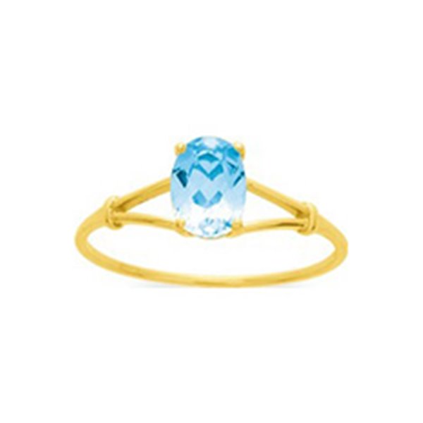 Bague topaze bleue traitée Or Jaune 375