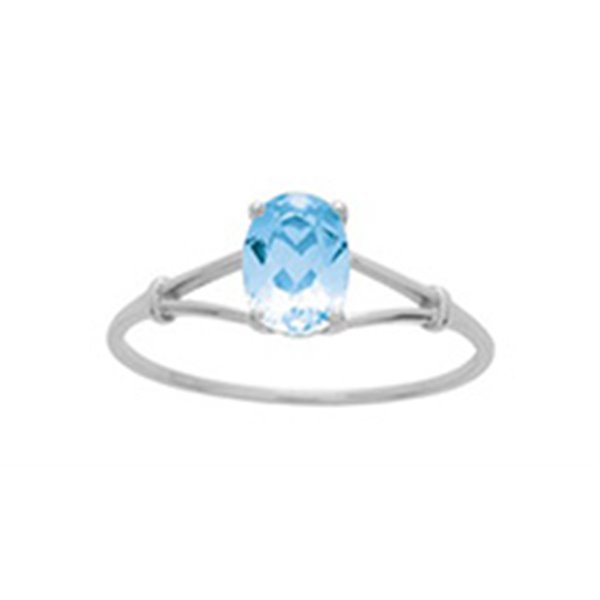 Bague topaze bleue traitée Or Blanc 375