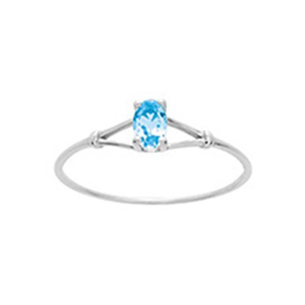 Bague topaze bleue traitée Or Blanc 375