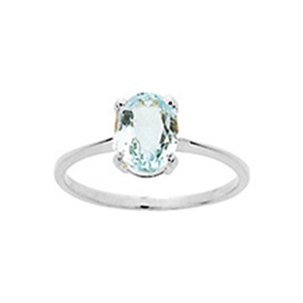 Bague Or Blanc 375 aigue-marine