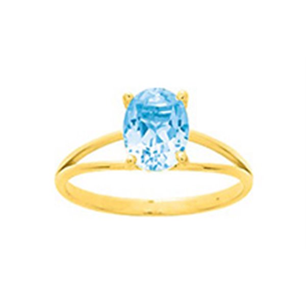 Bague topaze bleue traitée Or Jaune 375