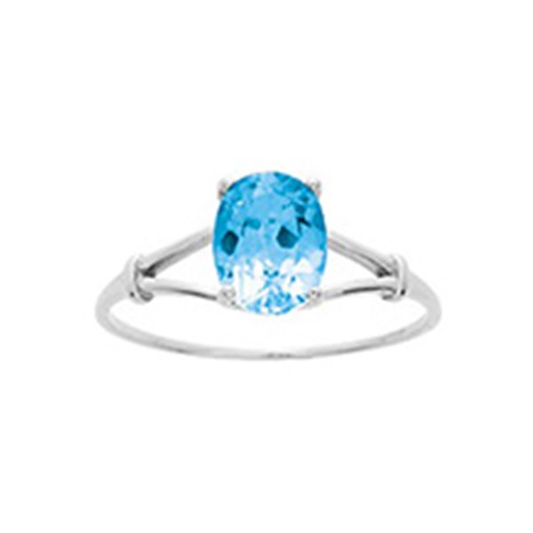 Bague topaze bleue traitée Or Blanc 375