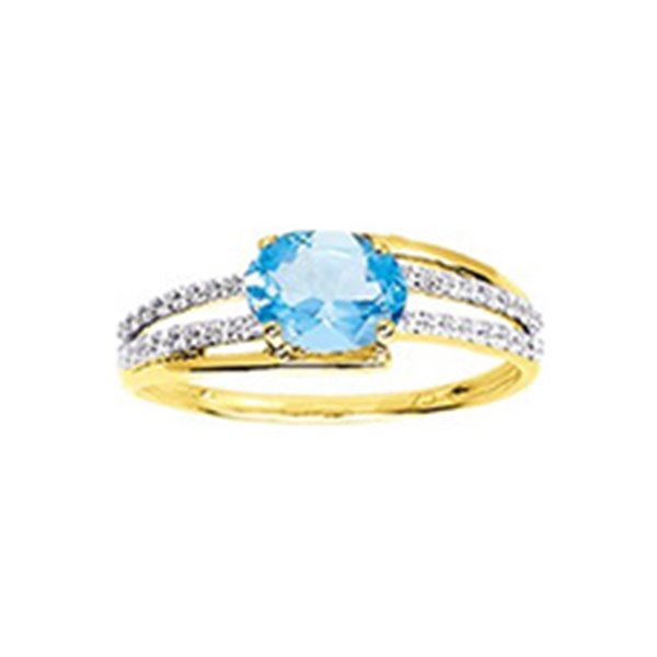 Bague topaze bleue traitée oxyde(s) de zirconium Or Jaune 375 rhodiée