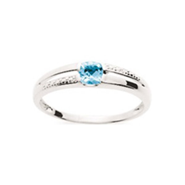 Bague topaze bleue traitée Or Blanc 375