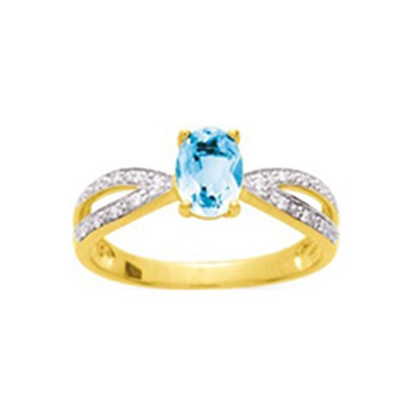 Bague oxyde(s) de zirconium topaze bleue traitée Or Jaune 375