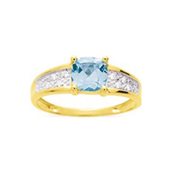 Bague topaze bleue traitée oxyde(s) de zirconium Or Jaune 375