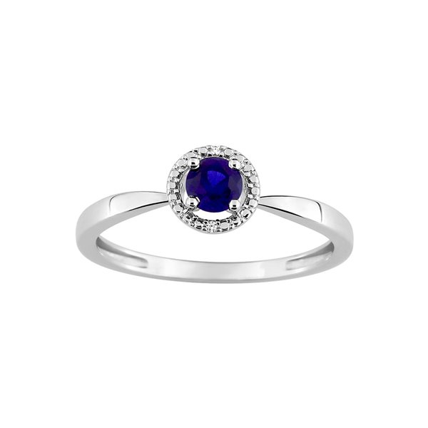 Bague saphir bleu oxyde(s) de zirconium Or Blanc 375