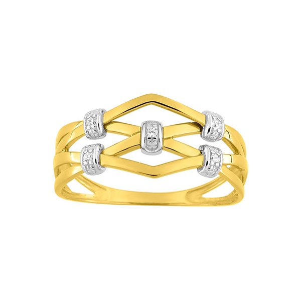 Bague diamant 0.03ct Or Jaune 375 rhodiée