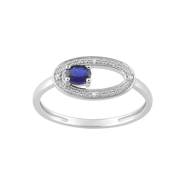 Bague saphir diamant 0.01ct Or Blanc 375