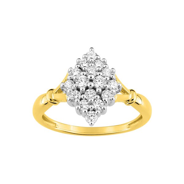 Bague diamant 0.46ct Or Jaune 375 rhodiée