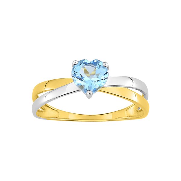 Bague topaze bleue traitée Or Jaune 375 rhodiée