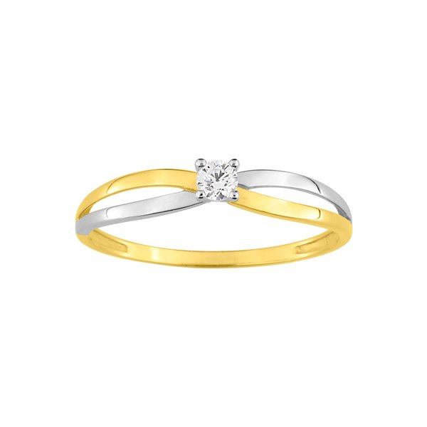 Bague oxyde(s) de zirconium Or Jaune 375 rhodiée