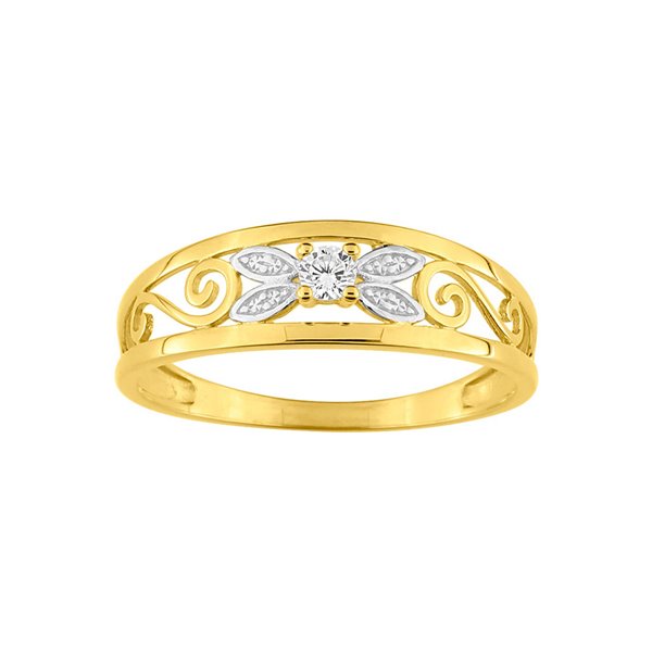 Bague oxyde(s) de zirconium Or Jaune 375 rhodiée