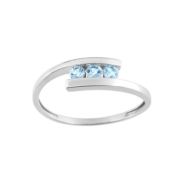 Bague topaze bleue traitée Or Blanc 375