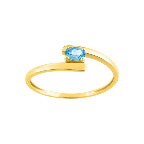 Bague topaze bleue traitée Or Jaune 375