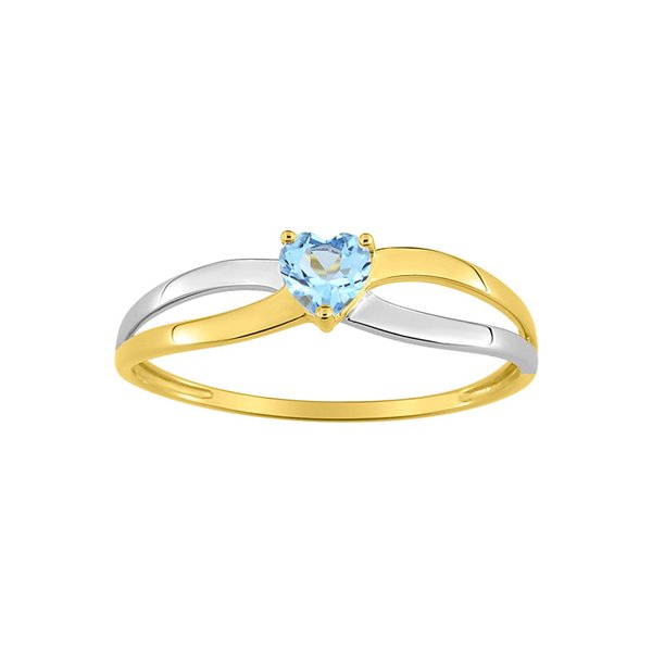 Bague topaze bleue traitée Or Jaune 375 rhodiée