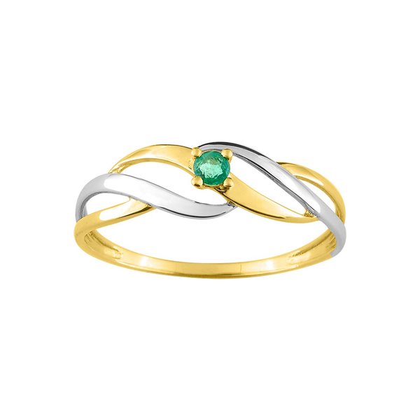 Bague émeraude Or Jaune 375 rhodiée