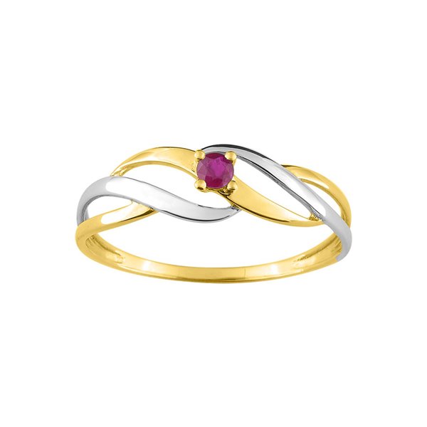 Bague rubis Or Jaune 375 rhodiée