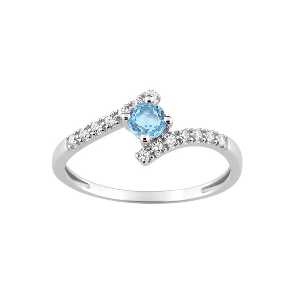 Bague topaze bleue traitée oxyde(s) de zirconium Or Blanc 375