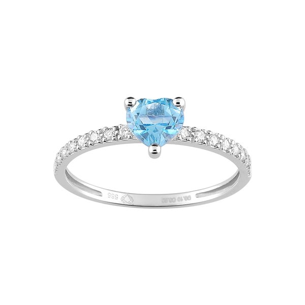 Bague topaze bleue traitée oxyde(s) de zirconium Or Blanc 375