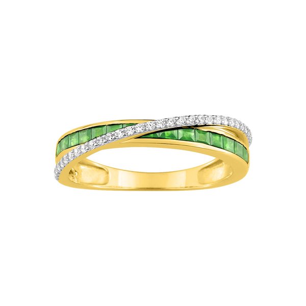 Bague émeraude oxyde(s) de zirconium Or Jaune 375 rhodiée