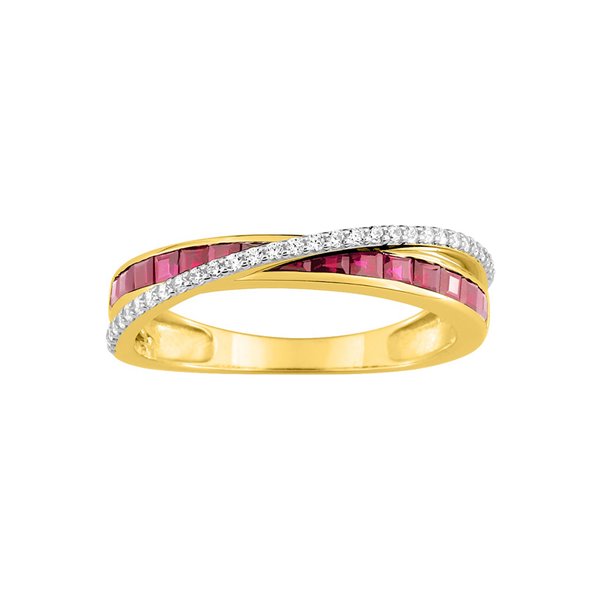 Bague rubis oxyde(s) de zirconium Or Jaune 375 rhodiée